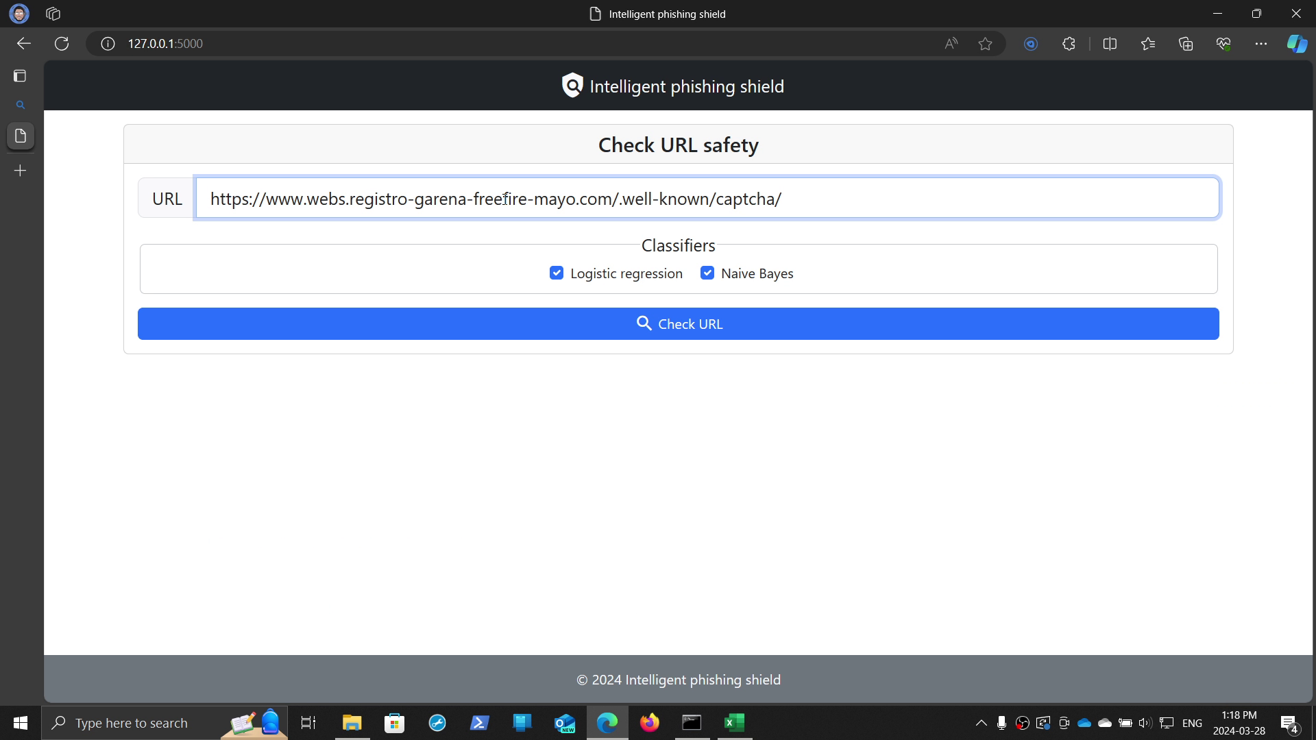 Screenshot of Phishing URL Detection 1